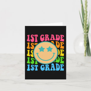 Cartão Groovy First Grade Vibes Enfrenta Professores Retr