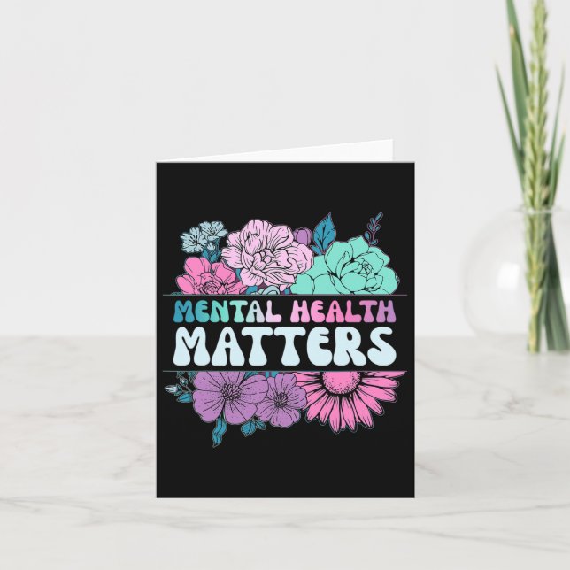 Cartão Groovy Flower Retro Mental Health Problems Awarene (Frente)