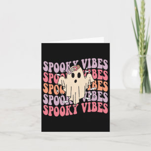 Cartão Groovy Halloween Spooky Vibes Retro Fantasma Flora