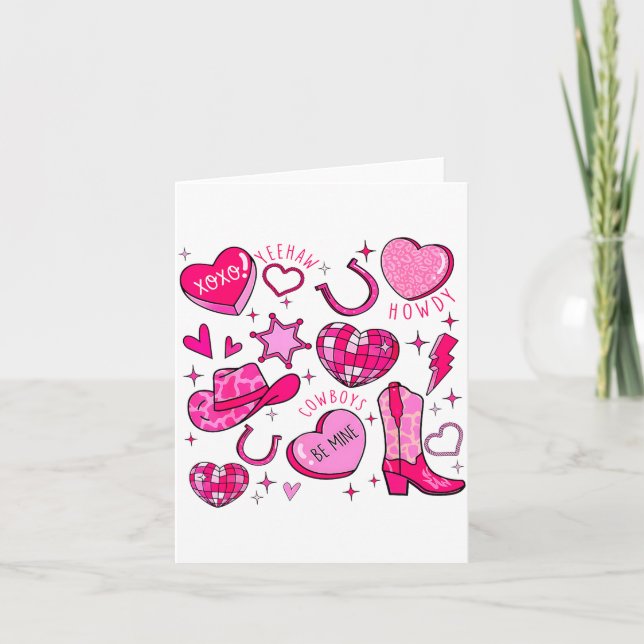 Cartão Groovy Howdy Valentine Western Valentines Day Cowb (Frente)