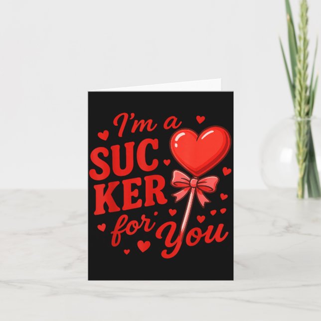 Cartão Groovy I'm A Sucker For You Retro Heart Candy Vale (Frente)