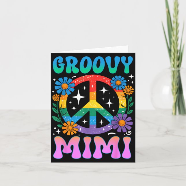 Cartão Groovy Mimi Floral Quadril Engraçado Dia das Mães  (Frente)