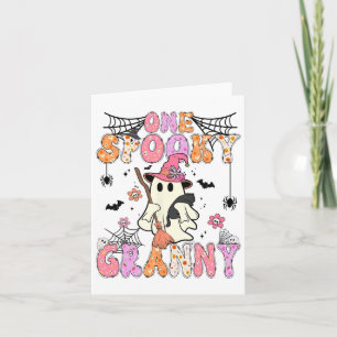 Cartão Groovy One Spooky Avó Retro Halloween Cute Ghos