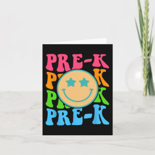 Cartão Groovy Pre-K Vibes Enfrenta Professores Retro Cria