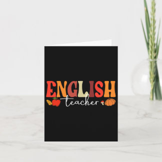 Cartão Groovy Retro English Teacher Fall Vibes Autumn Tha