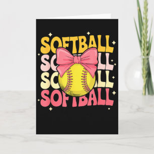 Cartão Groovy Softbol Coquete Laço Amante de Softbol