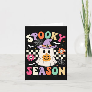 Cartão Groovy Temporada Assustadora Fantasma Retro Segura