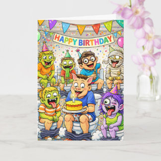 Cartão Gross Humor Kids Birthday Party Toilet Theme