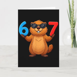 Cartão Groundhog Six Seven Drip 67 Meme Engraçado 6-7 Dia