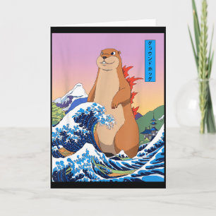 Cartão Groundhogzilla Engraçado Japonês Grande Onda Anime