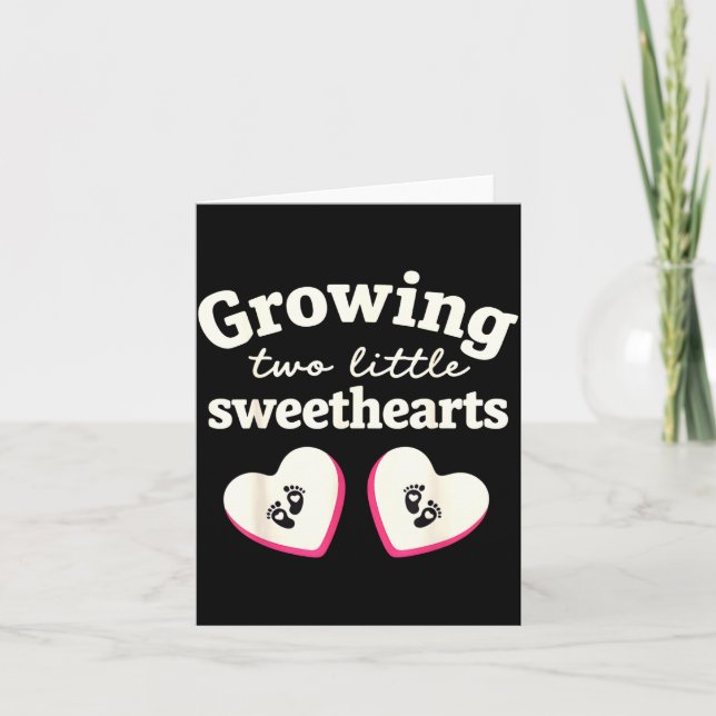 Cartão Growing Two Little Sweethearts Valentines Pregnanc (Frente)