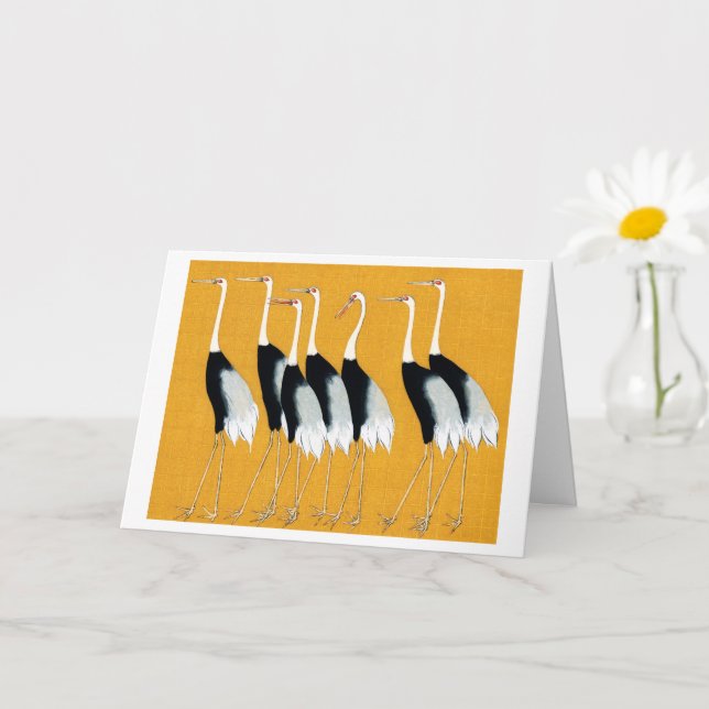 Cartão grua vermelha japonesa - Ogata Korin - Vintage (Planta pequena)