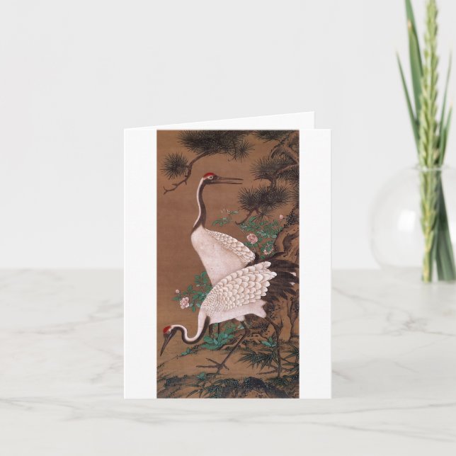 Cartão Gruas, Watanabe Shuseki, Belas Artes Japonesas (Frente)