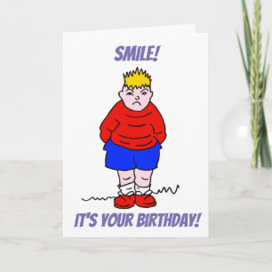 Cartão Grumpy Boy Smile Birthday
