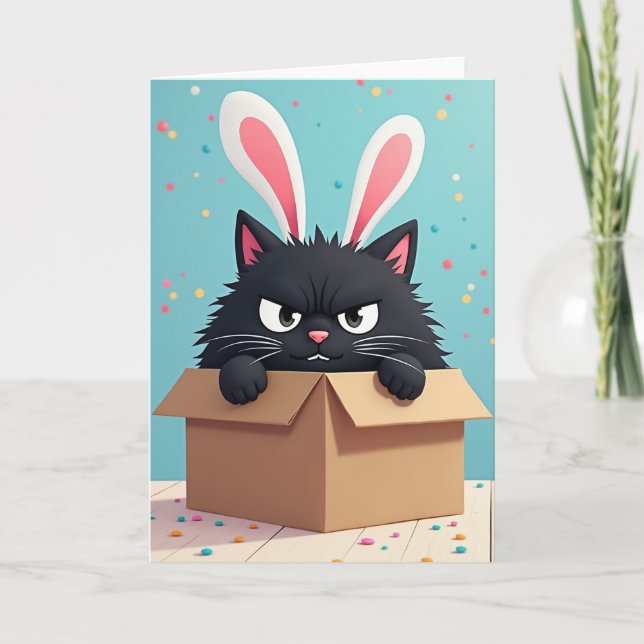Cartão Grumpy Bunny Cat Birthday Card (Frente)