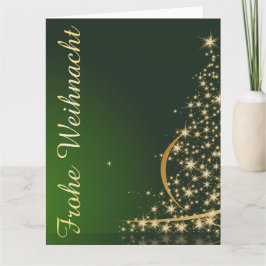 Cartão Grünes Weihnachtsmočimit goldenem Weihnachtsbaum