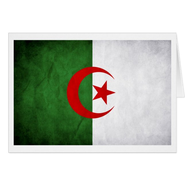 Cartão Grunge Argélia Flag (Frente Horizontal)