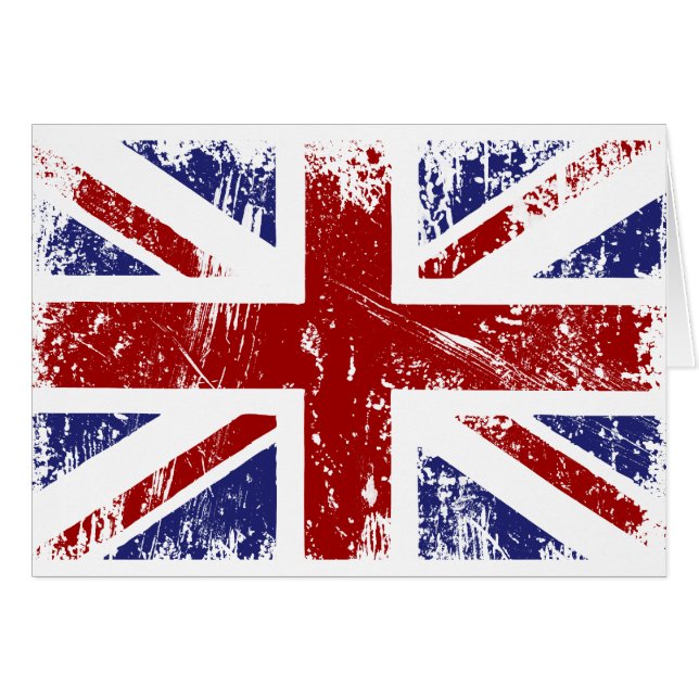 Cartão Grunge britânico do punk de Union Jack da bandeira (Frente Horizontal)