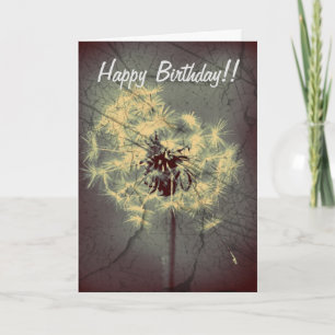 Cartão Grunge Dandelion Birthday Card