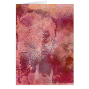 Cartão Grunge de Elefante Rosa