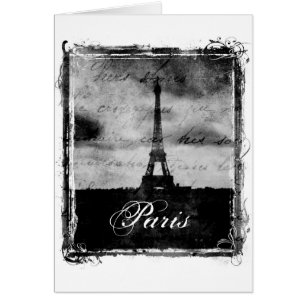 Cartão Grunge Paris Textured borda