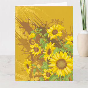 Cartão Grunge Sunflower Art Bold Rustic Yellow Floral
