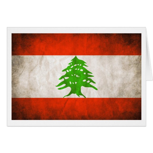 Cartão Grungy Lebanon Flag (Frente horizontal)