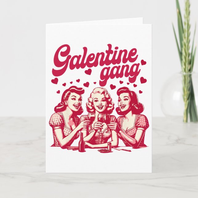 Cartão Grupo de Amizade Galentine Gang Gal Pals Dia dos N (Frente)