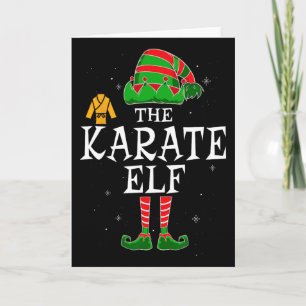 Cartão Grupo de Elfo de Karatê Correspondente ao Natal da