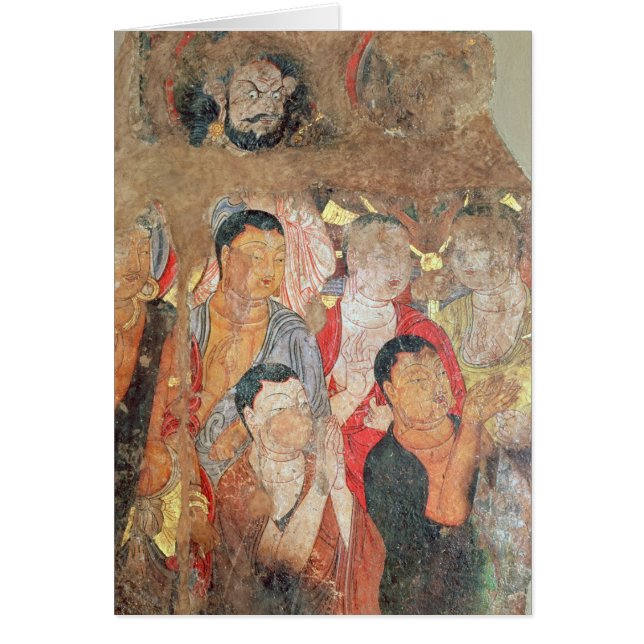 Cartão Grupo de monges e de Buddha (Frente)