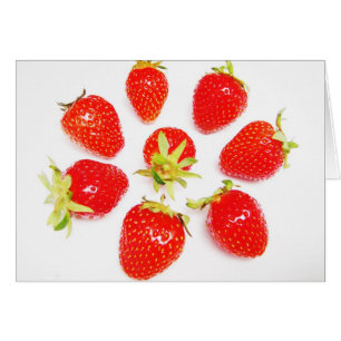 Cartão Grusskarte acht kleine Erdbeeren, blanko