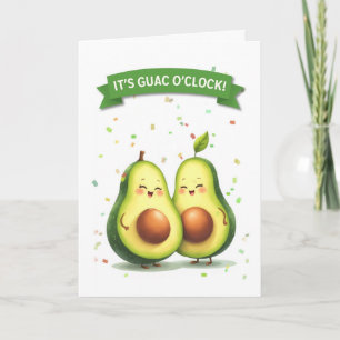 Cartão Guacamole Day Cute Avocado Casal com faixa