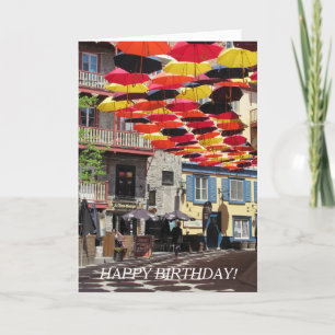 Cartão Guarda-chuvas coloridos e mensagem única