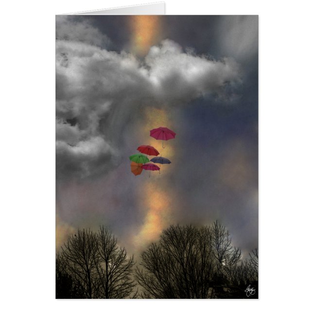 Cartão Guarda-chuvas em um Cloudscape (Frente)