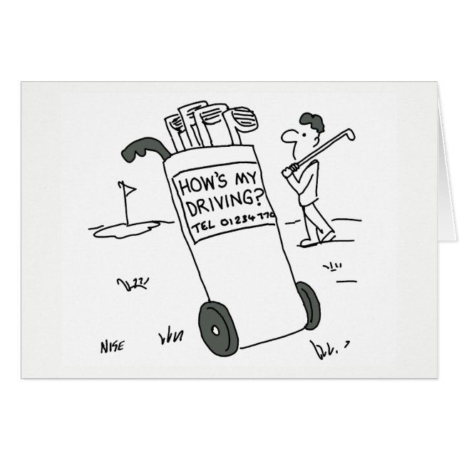 Cartão Guarda - Golfista pergunta "Como Estou Dirigindo?" (Frente Horizontal)