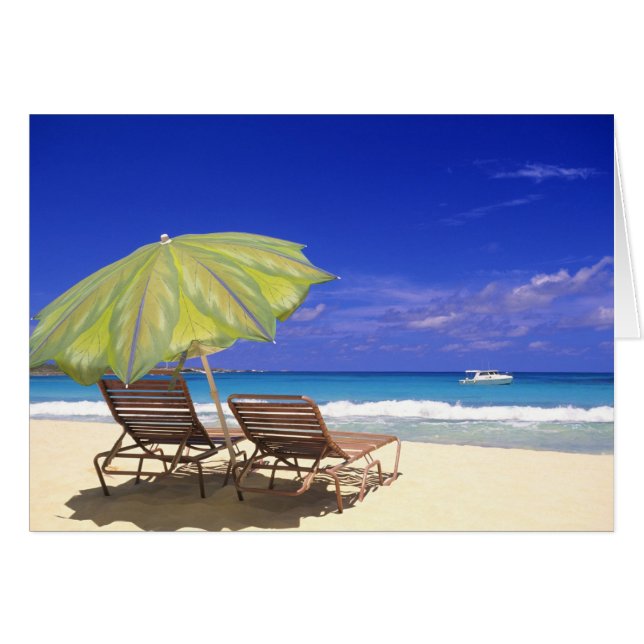 Cartão Guarda-sol de Praia, Abaco, Bahamas (Frente Horizontal)