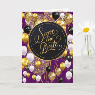 Cartão Guardar A Data (Provérbios 18:22) Roxo/Dourado/Bra