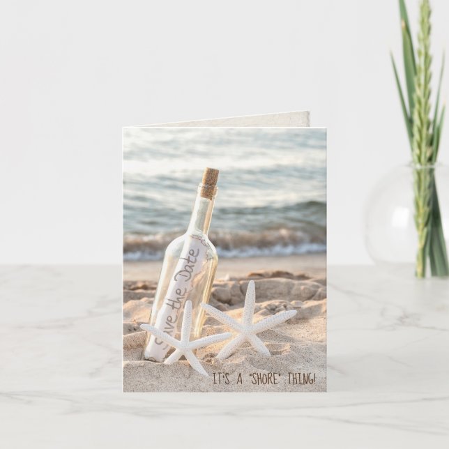 Cartão Guardar a mensagem Data num frasco (Frente)