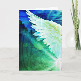 Cartão Guardian Angel Blue Green Wing – Blank Greeting