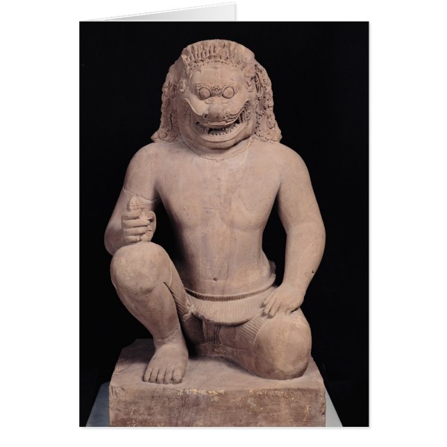 Cartão Guardião de cabeça-leão, Estilo Banteay Srei, c.96 (Frente)