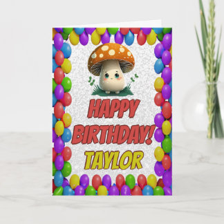 Cartão Guardião de Cogumelo Saudação Personalizada Aniver