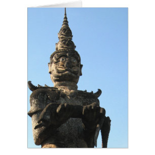 Cartão Guardião do gigante do Lao. Parque de Buddha,