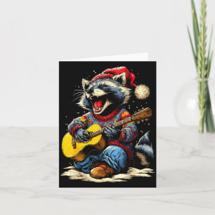 Cartão Guaxinim Alegre Tocando Violão Animal Guitarrista 
