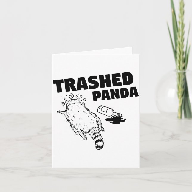 Cartão Guaxinim Bêbado Panda Divertido  (Frente)