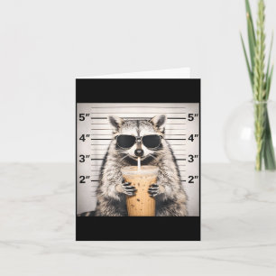 Cartão Guaxinim bebendo café gelado foto engraçada animal