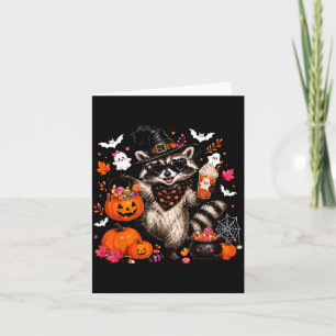 Cartão Guaxinim bruxa outonal guaxinim de Halloween beben