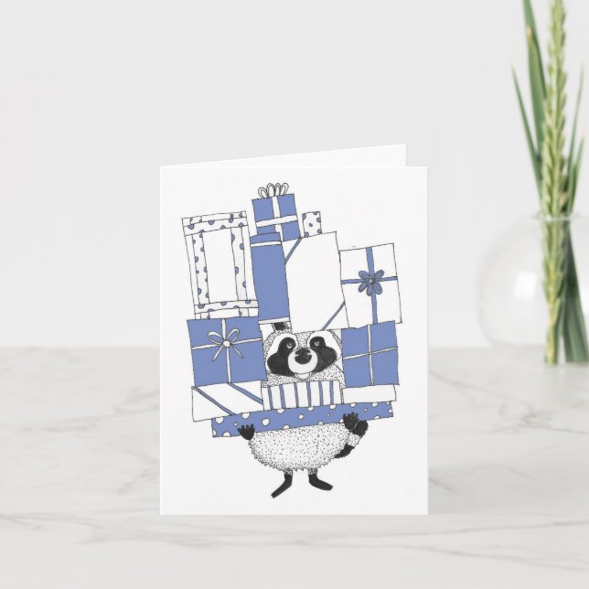 Cartão Guaxinim com Presentes (Frente)