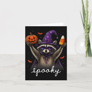 Cartão Guaxinim engraçado de Halloween chapéu de bruxa ou