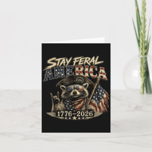 Cartão Guaxinim Fique Feral América 1776 2026 Retro