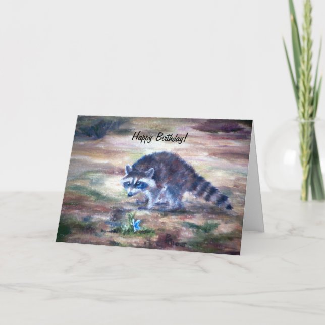 Cartão Guaxinim o que é esse Birtday (Frente)